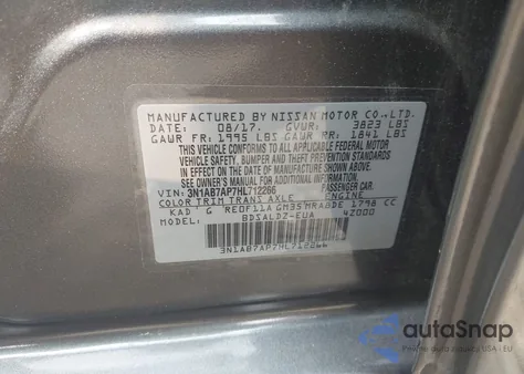 2017 Nissan Sentra Sv from USA, damaged, VIN 3N1AB7AP7HL712266